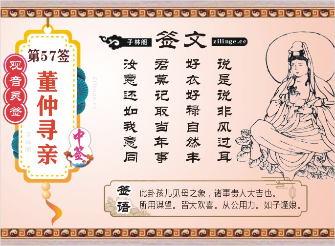 观音灵签第57签 董仲寻亲