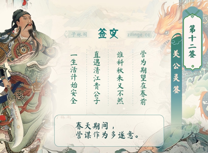 关公灵签第12签解签内容