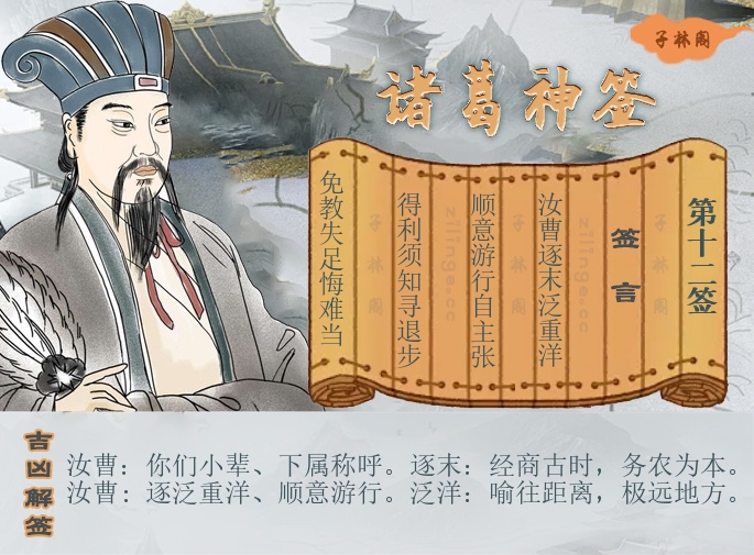 诸葛神签第12签解签内容