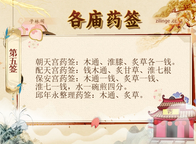 各庙药签第5签解签内容