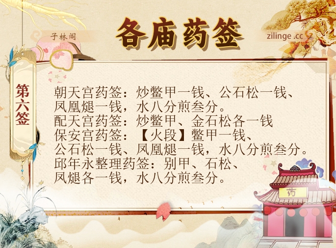 各庙药签第6签解签内容