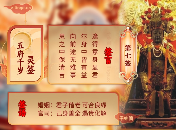 五府千岁灵签第7签解签内容