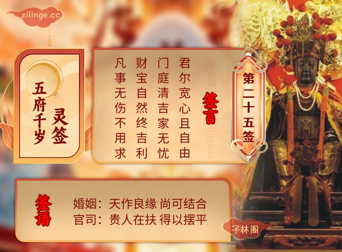 五府千岁灵签第25签解签内容